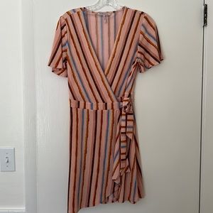 BCBGeneration colorful pink striped wrap dress- like new
